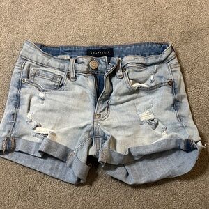 Aeropostale Women's Distressed Light Blue Jean Shorts